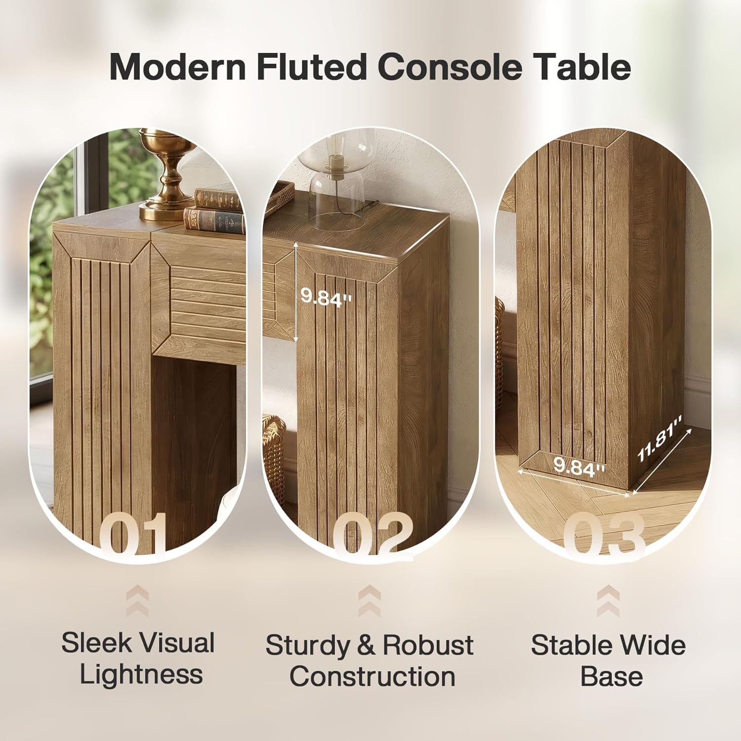 Tribesigns Extra Long Console Table, 79-Inch Long Entryway Table, Modern Farmhouse Behind Couch Table with Fluted Legs for Entrance, Living Room, Hallway, Brown