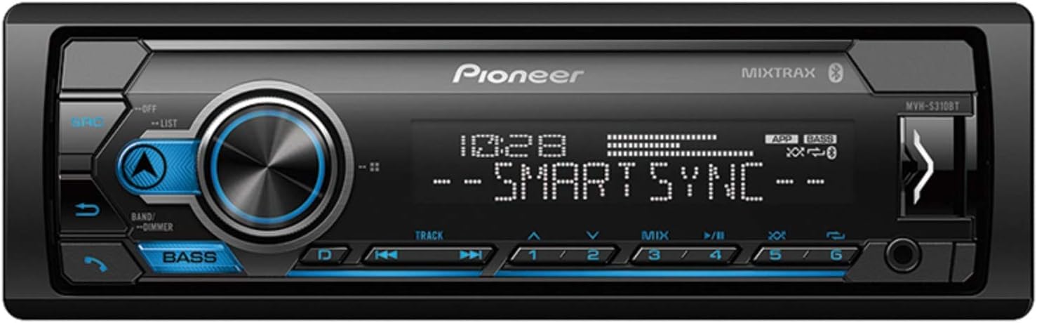 Pioneer MVH-S310BT Single Din Built-In Bluetooth, MIXTRAX, USB, Auxiliary, Pandora, Spotify, iPhone, Android and Smart Sync App Compatibility Car Digital Media Receiver