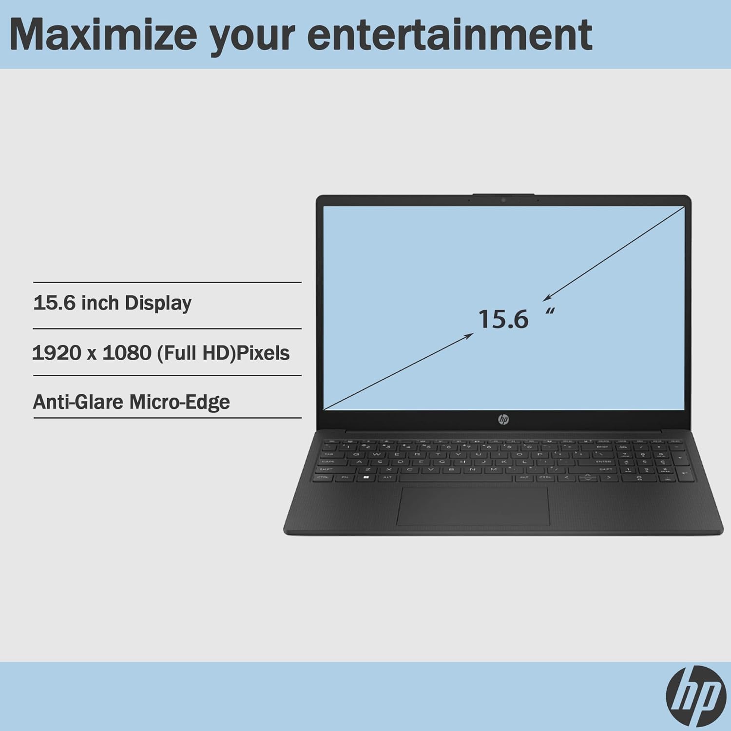 HP 15.6 inch Laptop, Intel N200 Quad-Core Processor, 4GB RAM, 128GB SSD, Wi-Fi 6, Webcam, HDMI, Numeric Keypad, Windows 11 Home, Alpacatec Accessories, Black