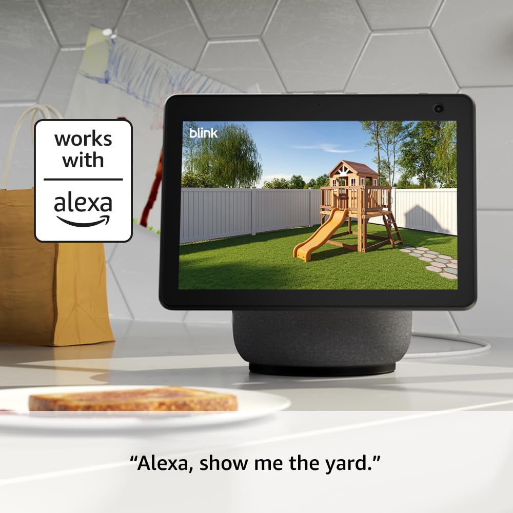 Blink Outdoor 4 – Wireless smart security camera, two-year battery life, 1080p HD day and infrared night live view, two-way talk. Sync Module Core included – 3 camera system