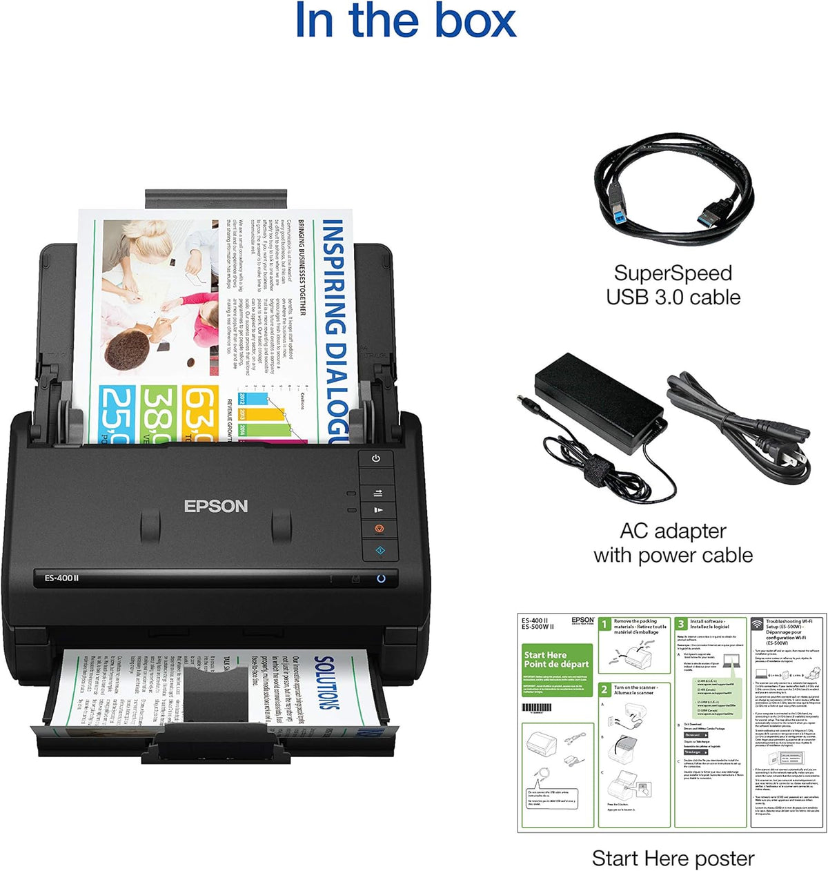 Epson Workforce ES-400 II Color Duplex Desktop Document Scanner for PC and Mac, with Auto Document Feeder (ADF) (Renewed)