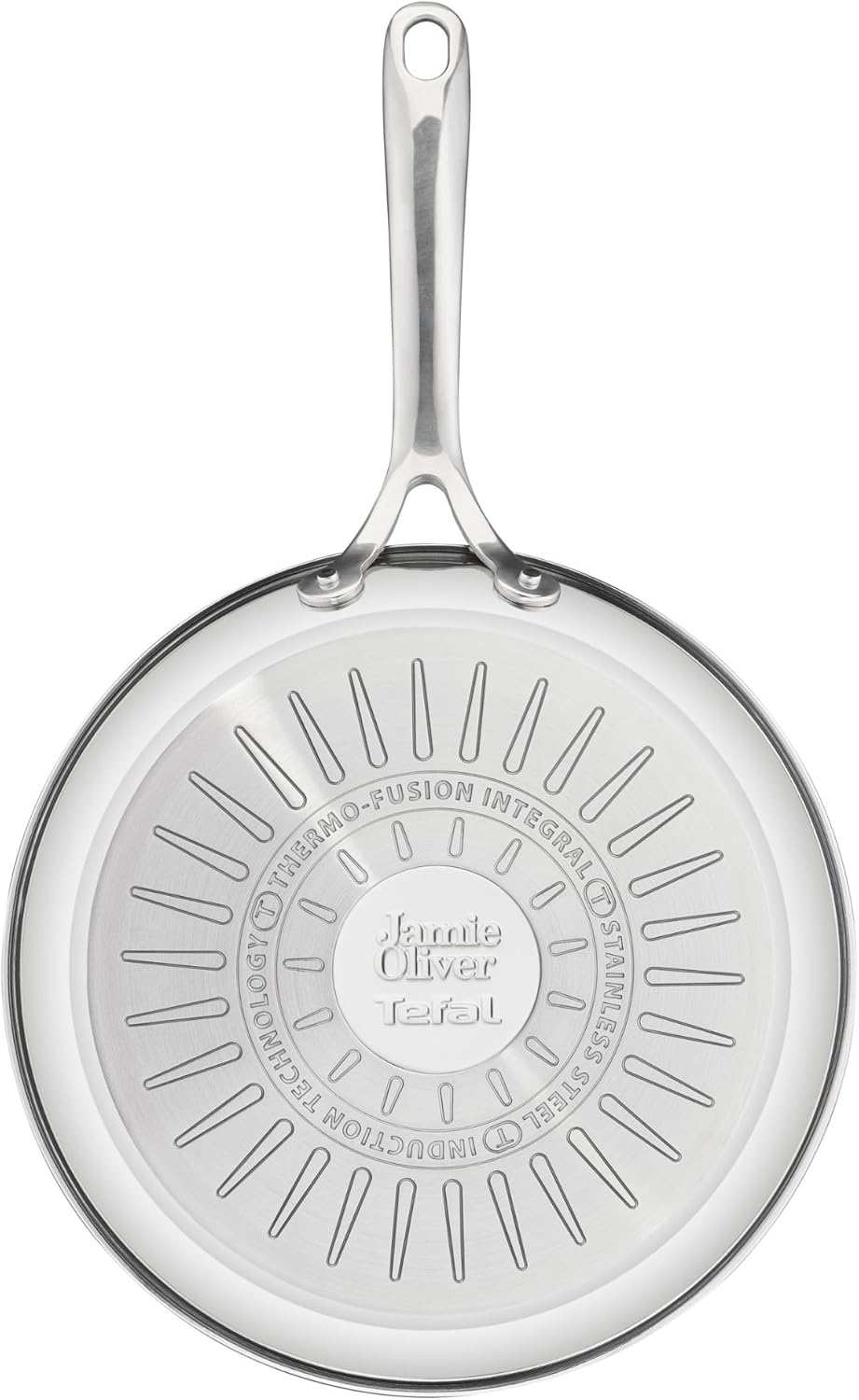 Jamie Oliver by T-fal Cook Smart 10-Piece Cookware Set, Uncoated Stainless Steel, Robust, Fast Heating, Even Cooking, Riveted Handle, Induction safe, Oven and dishwasher safe