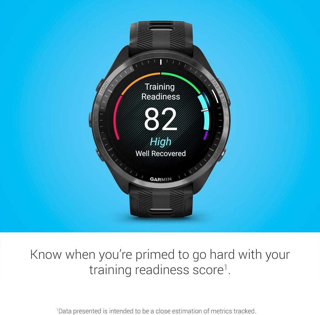 Garmin Forerunner® 965 Running Smartwatch, Colorful AMOLED Display, Training Metrics and Recovery Insights, Black and Powder Gray, 010-02809-00