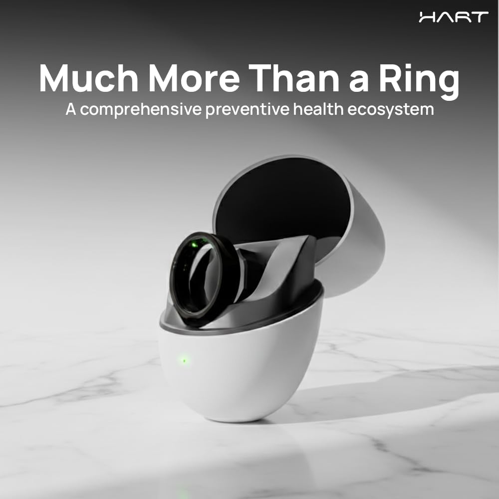 HART X2 Smart Ring for Women & Men, Buy Sizing Kit First, Advanced Health & Fitness Ring with Sleep Tracker, 8+ Days Battery, 50m Waterproof, No Subscription, Charging Case, Frost Silver 6
