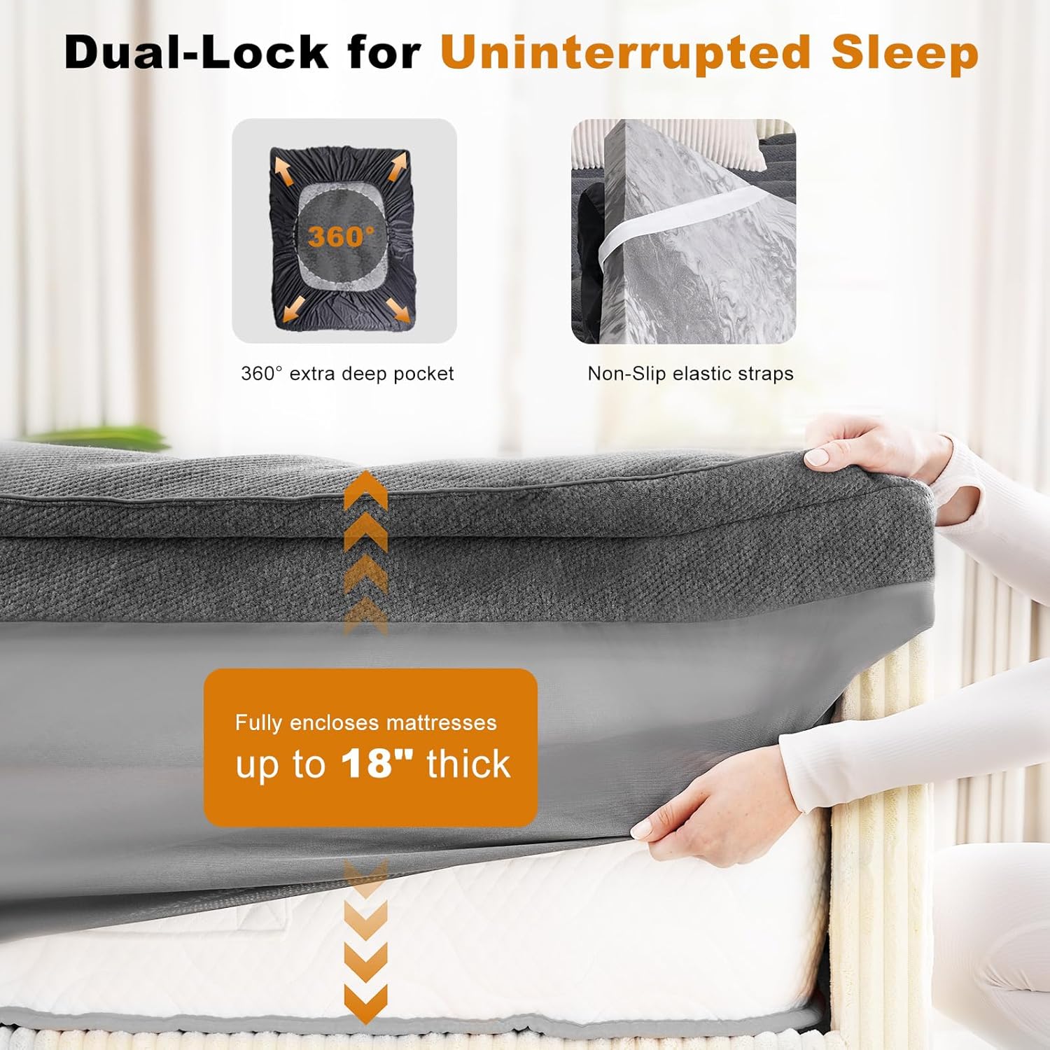 HOMRELEXA Dual Layer 4 Inch Bamboo Memory Foam Mattress Topper Queen Size, 2 Inch Thick Soft Quilted Pillow Top Cover Plus 2 Inch Charcoal Gel Memory Foam Mattress Pad for Back Pain Relief