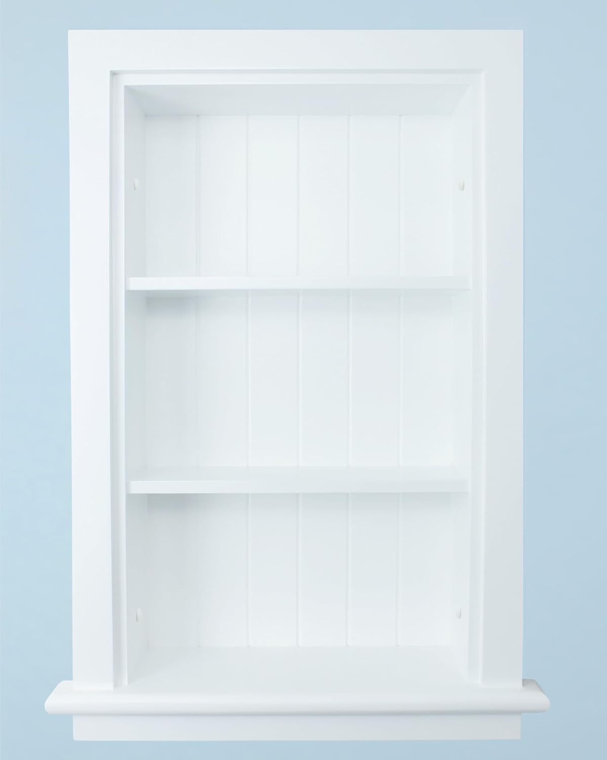 14x24 Recessed Wood Bathroom Niche Medicine Cabinet Replacement w/ Ledge, Wall Niche Medicine Cabinet Replacement, In The Wall Between Studs Bathroom Cabinet Insert Shelf/Shelves, Beadboard, White