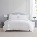 Martha Stewart - King Duvet Cover Set, 100% Soft Cotton Bed Set with a Smooth Cotton Percale Reverse, 3 Piece Bedding with Matching Pillowcases (Simple Scallop Beige)