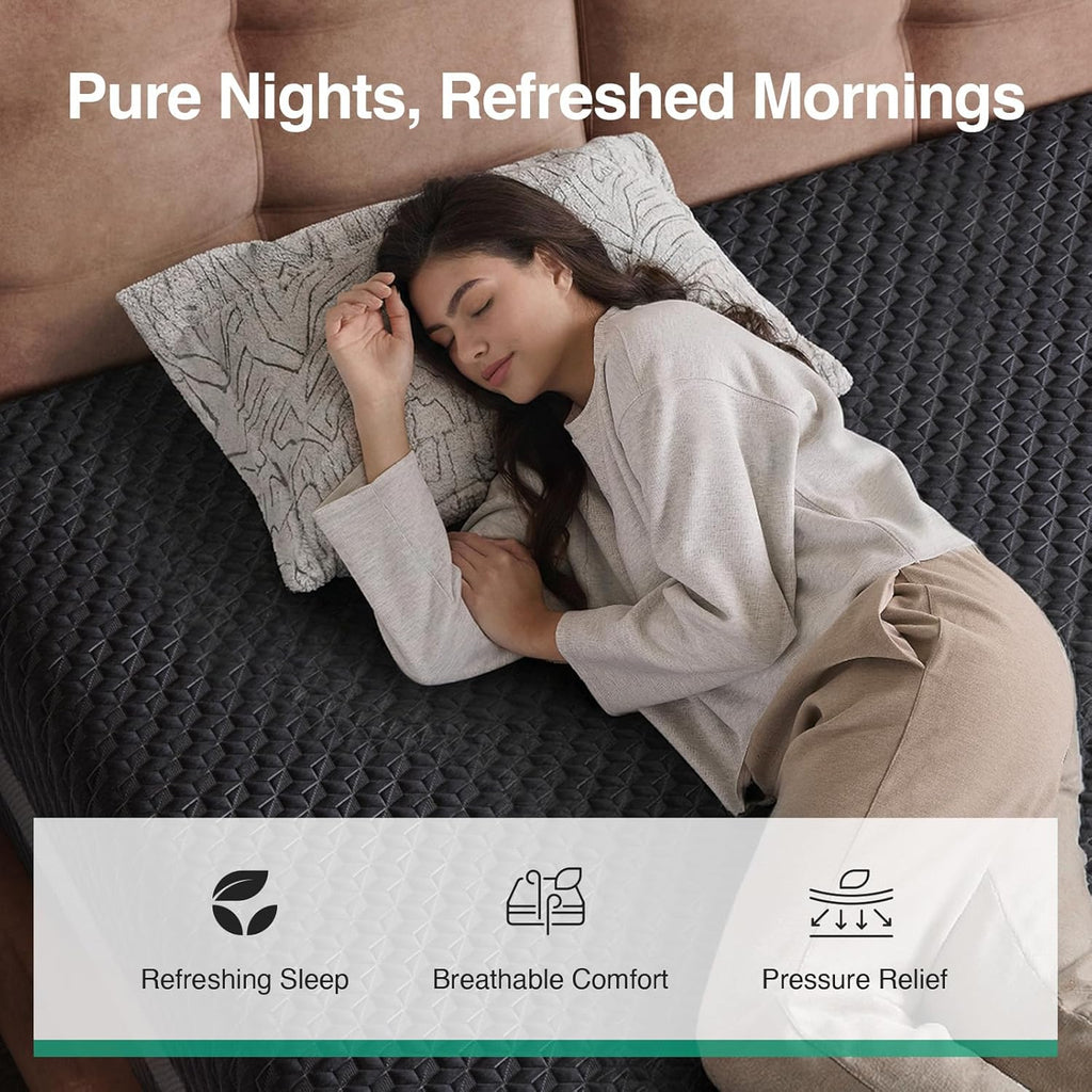 Novilla 14 Inch Queen Size Mattress, Queen Gel Memory Foam Mattress with Green Tea-Infused Foam for Pressure Relief, Body Contouring, & Balanced Support, Breathable Side Panel, Mattresses in a Box