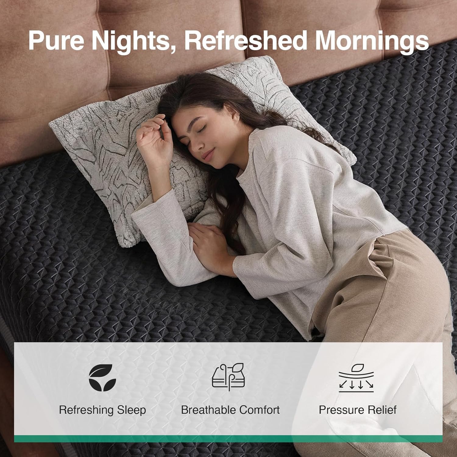 Novilla 14 Inch Queen Size Mattress, Queen Gel Memory Foam Mattress with Green Tea-Infused Foam for Pressure Relief, Body Contouring, & Balanced Support, Breathable Side Panel, Mattresses in a Box