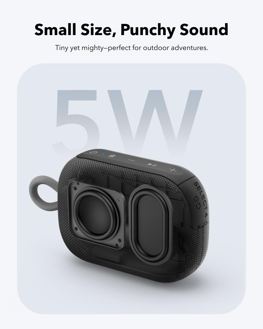 Soundcore Boom 2 by Anker, Outdoor Speaker, Select 4 Go Bluetooth Shower Speaker by Anker, BassUp 2.0, 24H Playtime, IPX7 Waterproof, Floatable, Powerful Sound, Outdoors/Home/Office/Travel