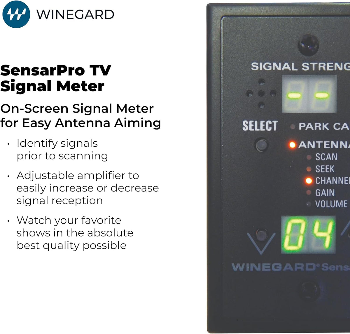 Winegard RFL-332 SensarPro TV Signal Strength Meter, Black, 4.5 Inch