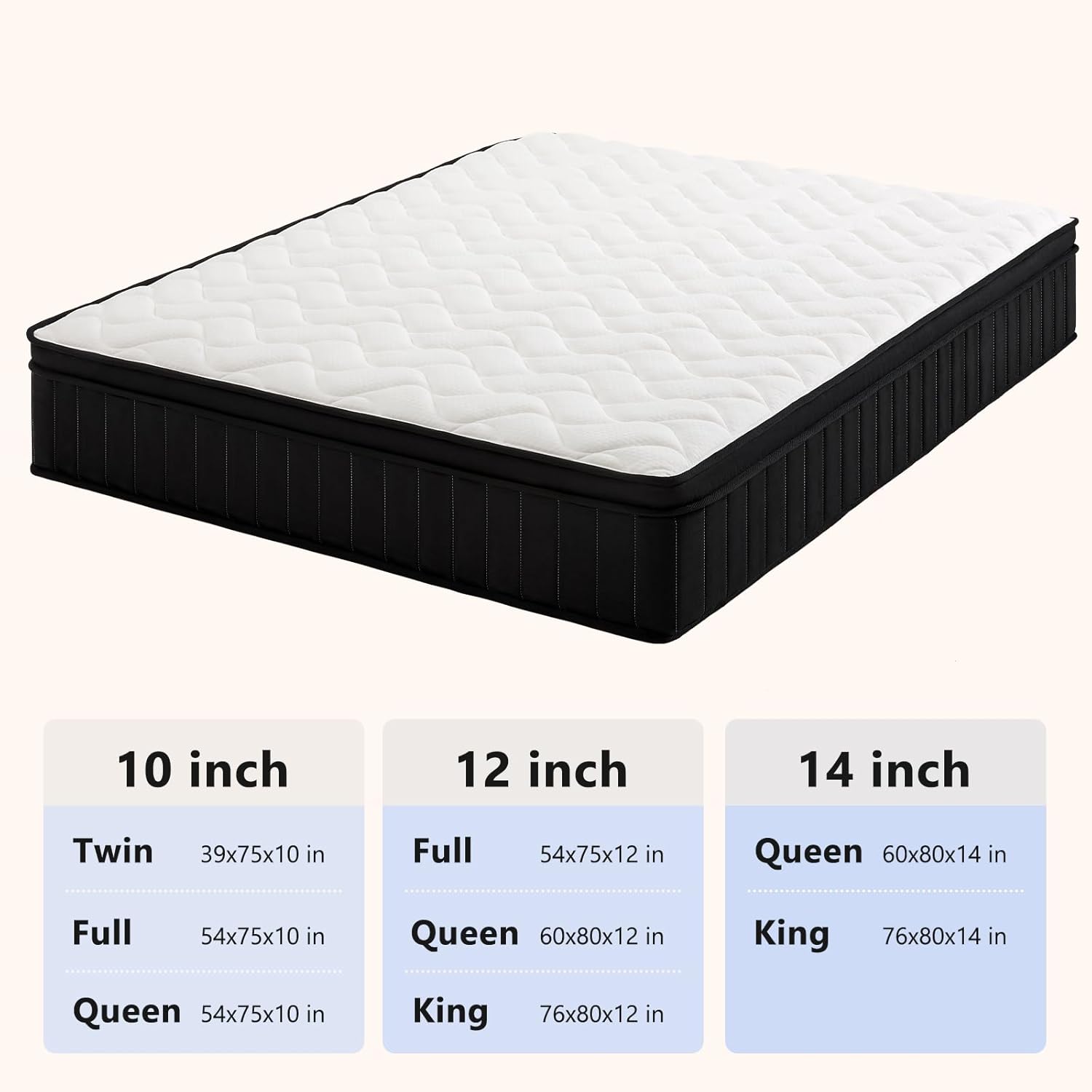 Moccona King 14 Inch Hybrid Mattress with Memory Foam - Mattress in a Box with Individual Pocket Spring - Medium Firm Mattress Sleep Support Pressure Relief CertiPUR-US Certified