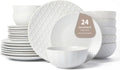 24 Piece Dinnerware Sets for 8, Premium Stoneware Plates and Bowls Sets, Microwave & Dishwasher Safe, Elegant Dishes for Entertaining & Special Occasions – A Stunning Gift for Large Families