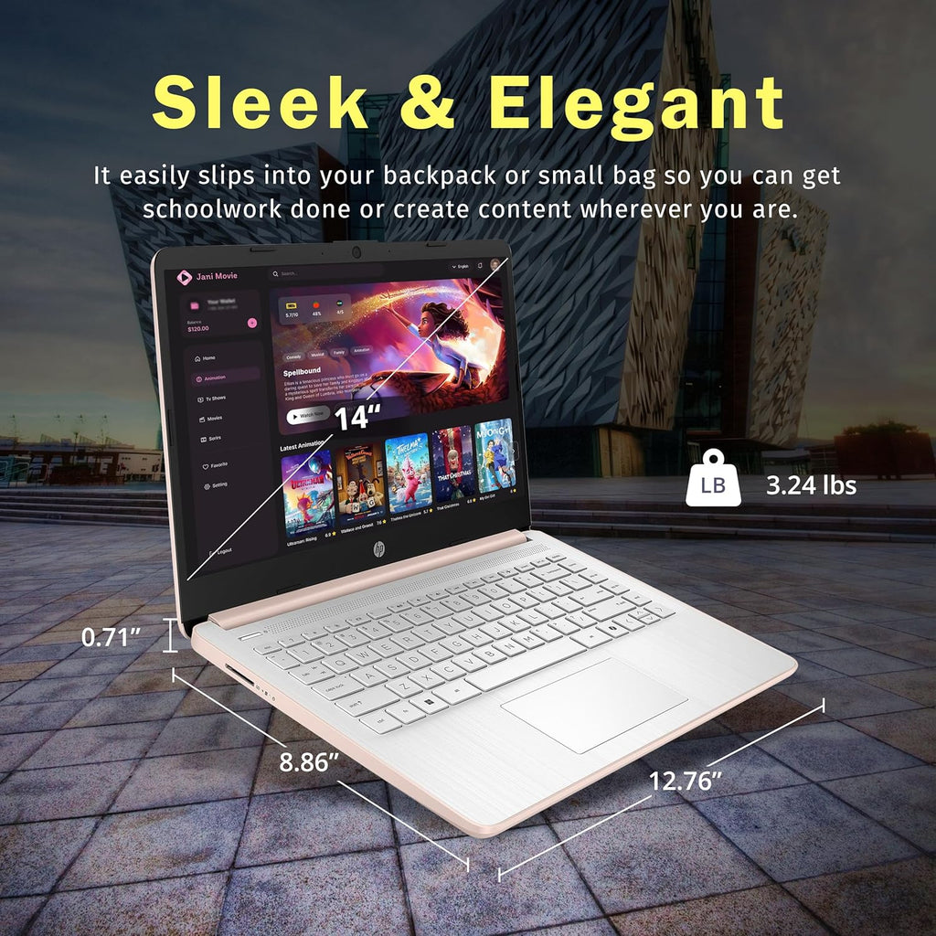 HP Stream 14" HD BrightView Laptop, Intel Celeron N4120, 16GB RAM, 288GB Storage (128GB EMMC + 160GB Docking Station Set), Intel UHD Graphics, 720p Webcam, Wi-Fi, 1 Year Office 365, Win 11 S, Gold