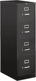 HON 4 Drawer Vertical File Cabinet with Lock, Metal Filing Cabinets with 4-Drawers for Hanging Files and Letter Files, 25" Deep, Black