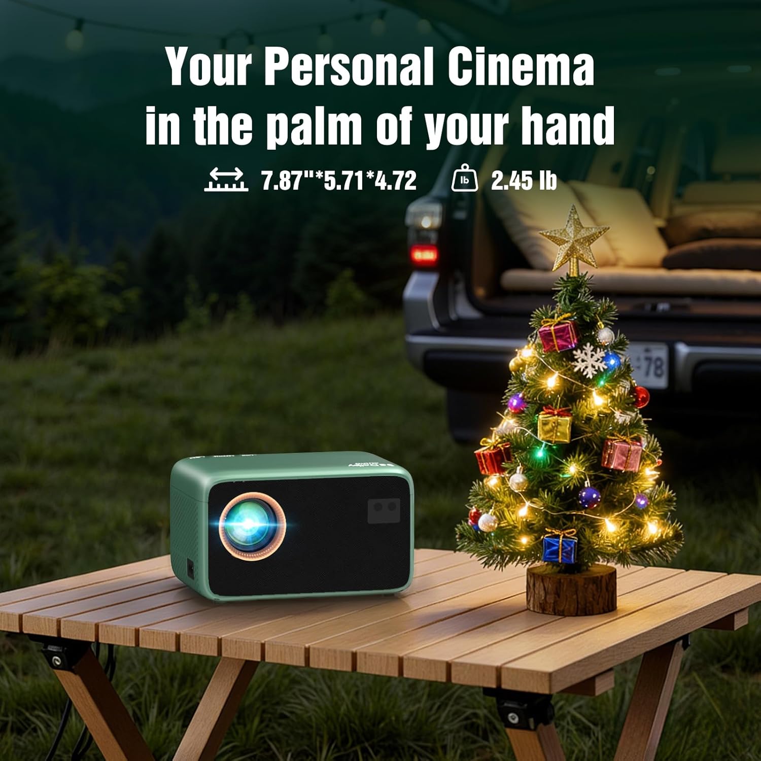 TMY 4K Projector with WiFi Bluetooth, Compatible with Netflix/Prime Video/YouTube, Outdoor Portable Home Theater Movie Projector, Smart Projector for Indoor Outdoor Movies, Gaming and Camping (Green)