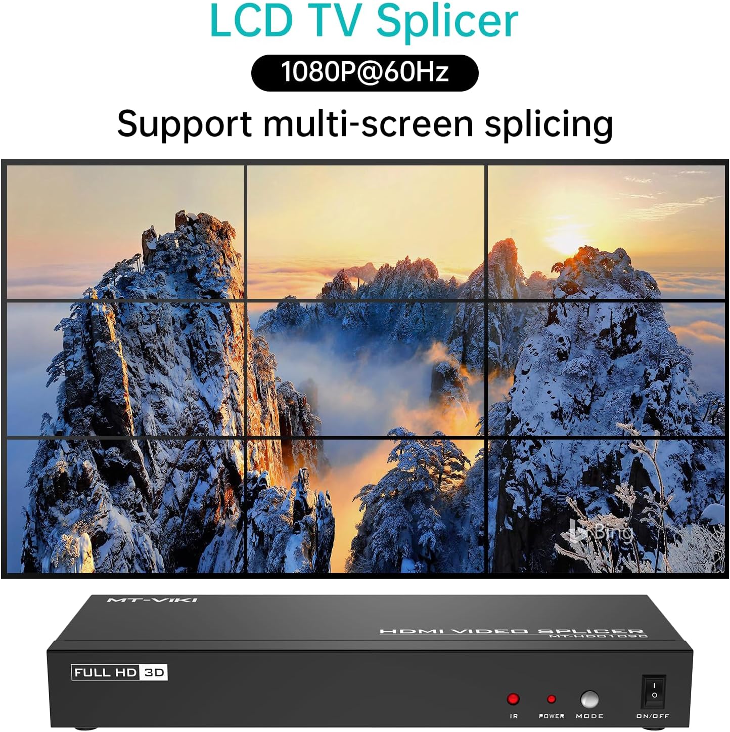 MT-VIKI Video Wall Controller 3x3, HDMI Video Wall Support UHD 4K Input & 1080P Output for 9 TV Splicing Display, 9 Channel Video Wall Processor