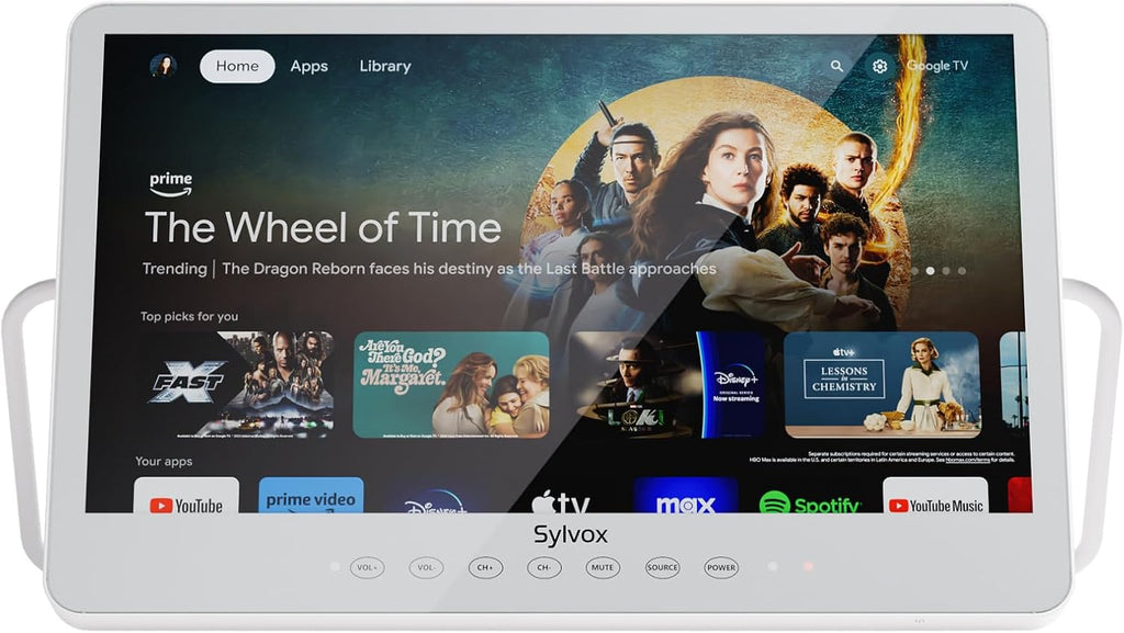 SYLVOX Waterproof Portable TV, 15.6" Shower TV 1080P Smart TVs for Bathroom, 10000mAh Rechargeable Battery Operated (4-6H Play Time), IP66 Waterproof, Voice Assistant, 360° Rotating Kickstand