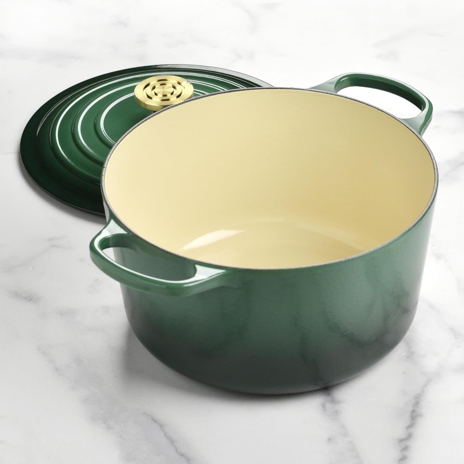Le Creuset Signature 6.5-quart Deep Round Dutch Oven with Light Gold Crucible Knob - Enameled Cast Iron (Artichaut)