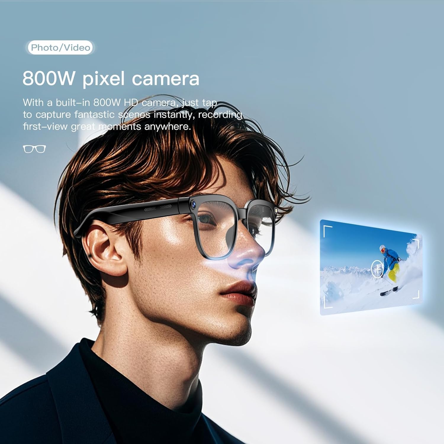 Smart Glasses with Camera, 4K HD Video & Photo Capture Recording Glasses with Audio, AI ChatGPT Assistant, Real-Time Translation Bluetooth Camera Sunglasses, Voice Control Smart Glasses for Men Women