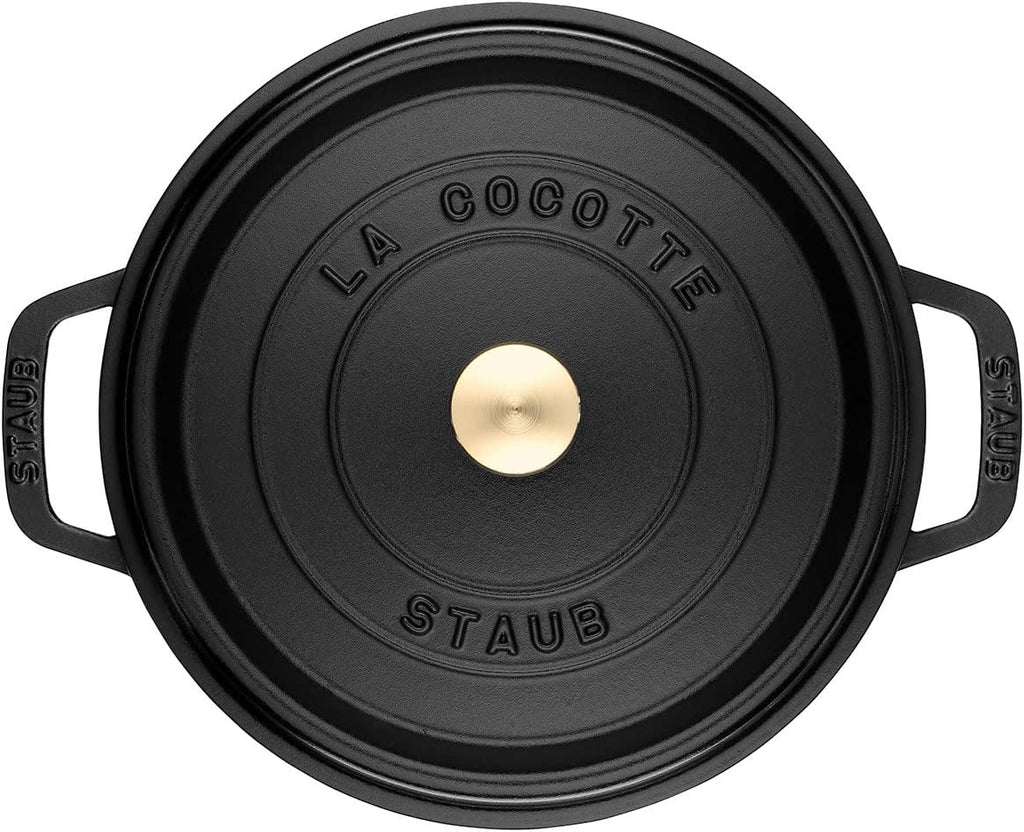 Staub Cast Iron Round Cocotte, Dutch Oven, 5.5-quart, serves 5-6, Made in France, Matte Black