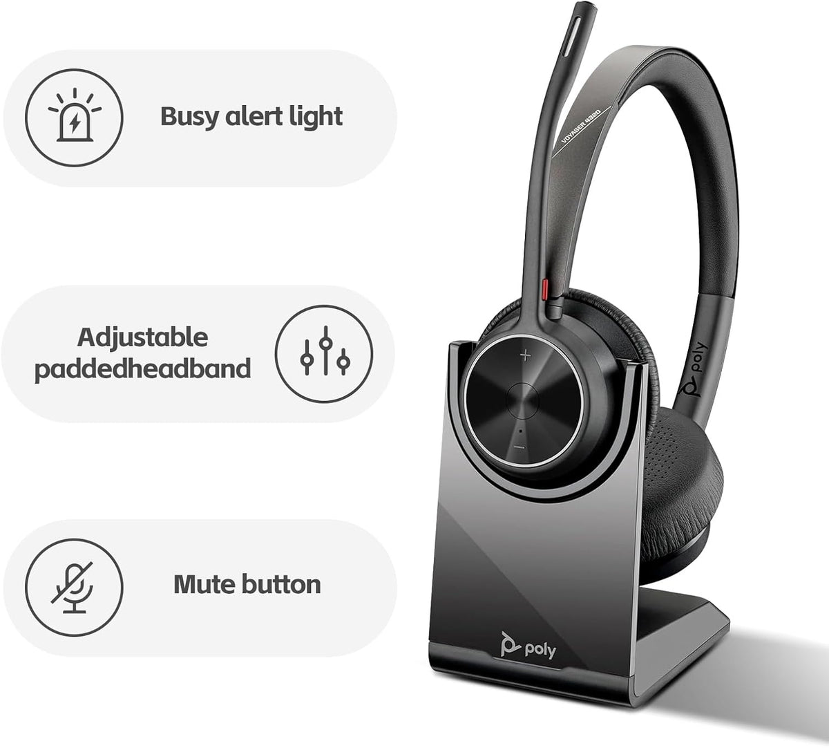 Poly Voyager 4310 UC Wireless Headset & Charge Stand - Single-Ear Headset, Connects PC/Mac/Mobile Phone via Bluetooth with USB-C to A Adapter & USB C Dongle & USB A-C Cable & Storage Bag