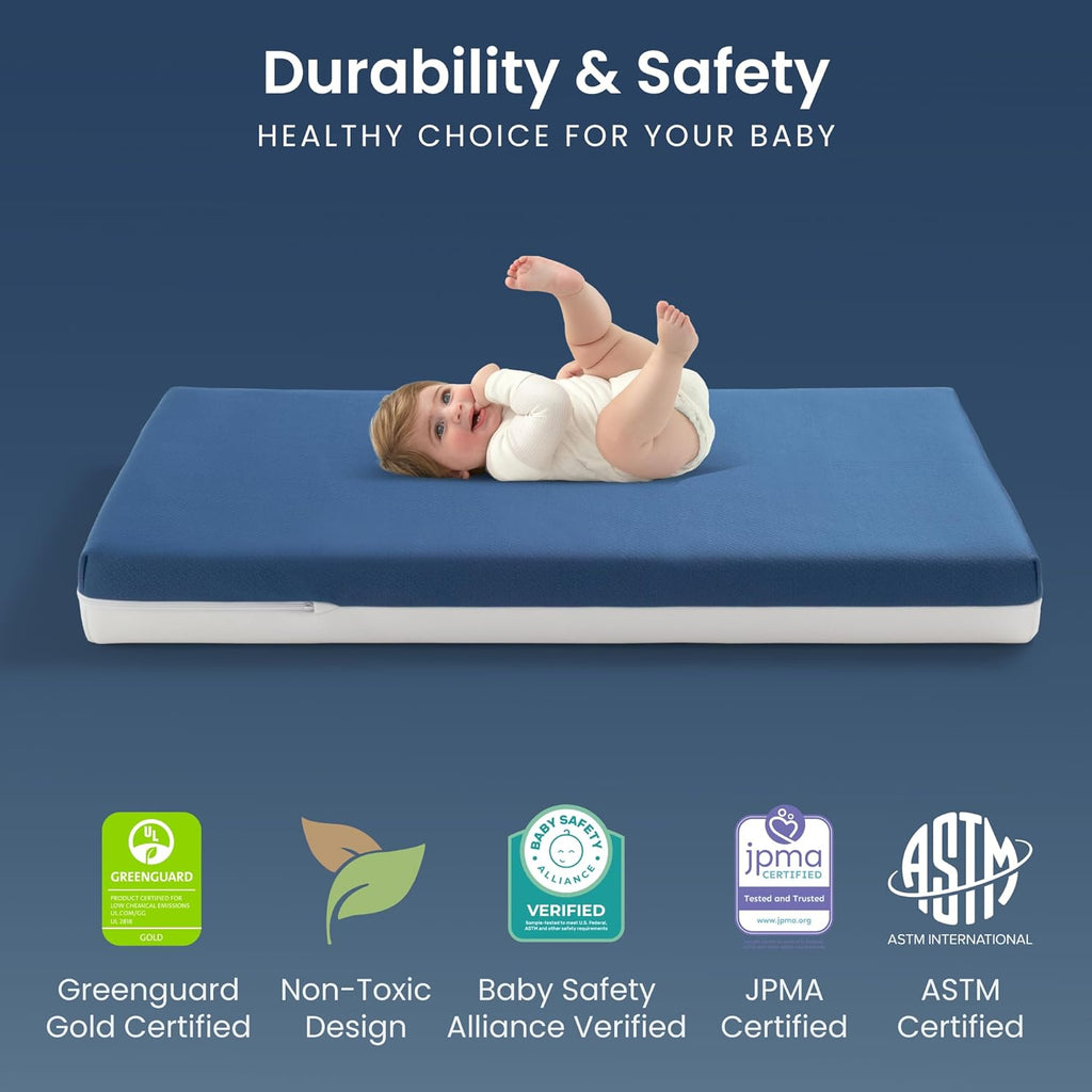 Serta CloudCool Crib and Toddler Mattress, Breathable, Machine Washable Cover, Waterproof, Hypoallergenic, Greenguard Gold Certified Baby Mattress