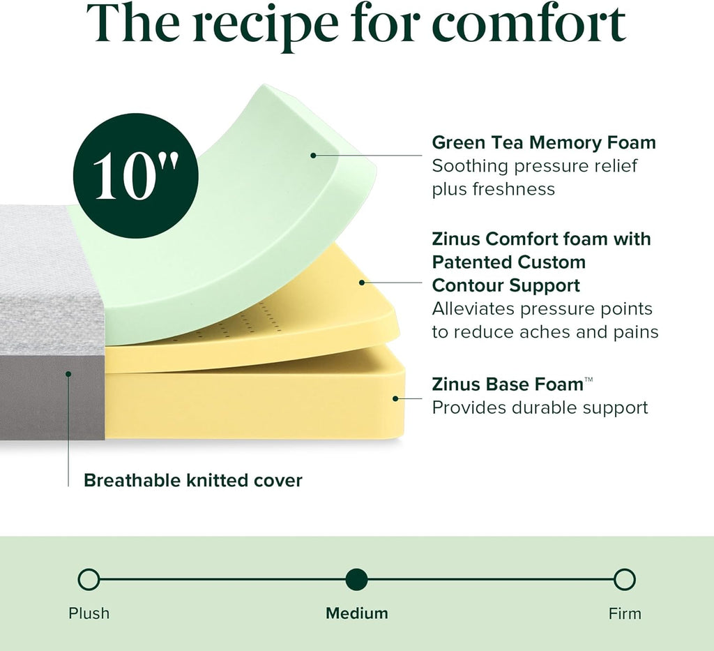 Zinus 10 Inch Ultima RV Memory Foam Mattress New Version, Short Queen, Fiberglass Free, Medium Firm Feel, Breathable Memory Foam, Certified Safe Foams & Fabric, Mattress in A Box
