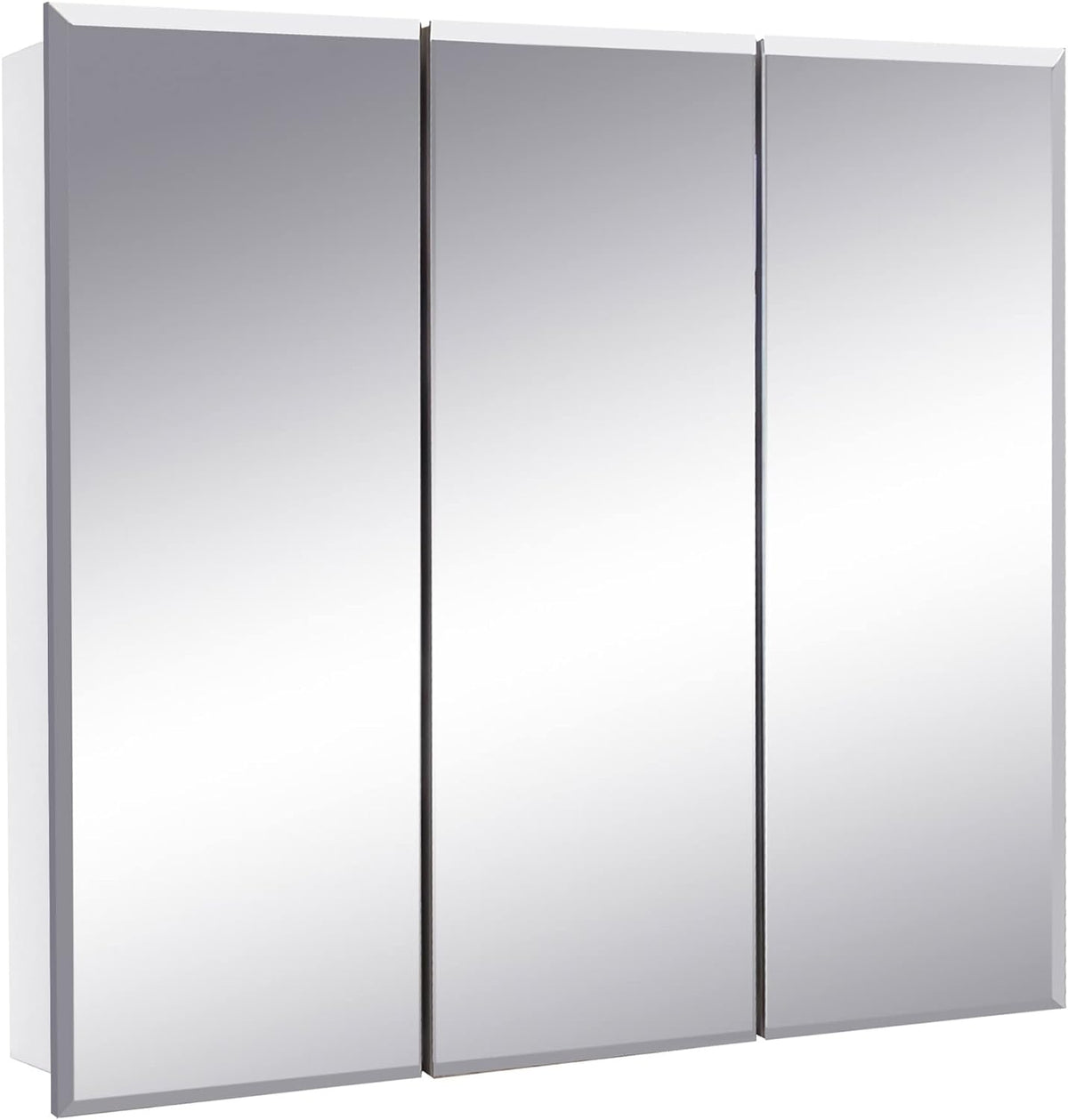 Design House 30 Inch Cyprus Bathroom Medicine Cabinet, Durable Pre-Assembled Wall Mounted or Recessed with Frameless Mirrored Doors, Reinforced Packaging, White Cabinet, 590349