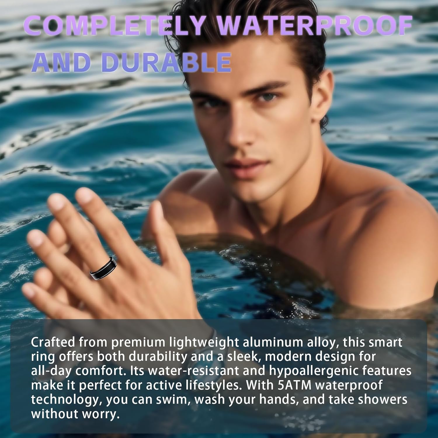 Smart Ring for Men Women – Fitness Tracker Ring with Heart Rate, SpO2, Blood Pressure, Sleep Monitoring, Step & Calorie Counter, No Subscription Fee, iOS & Android Compatible (Black, 13)