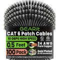 GEARit Cat 6 Ethernet Cable Pack - 100-Pack 0.5 ft Cat6 Ethernet Patch Cables | RJ45 Network Patch Cable, 10 Gbps Snagless Gold-Plated Connectors - Ethernet Cable Cat 6 for PC, TV, Router - Black