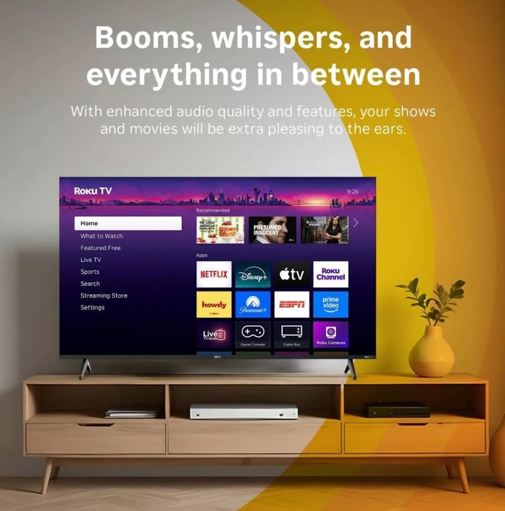Roku Hiro TV 32" 720p HD Smart TV Flat Screen LED Television TV and Dolby Audio for Streaming, 3X HDMI Ports, with Wi-Fi & Bluetooth - H32C2C4 (Renewed)