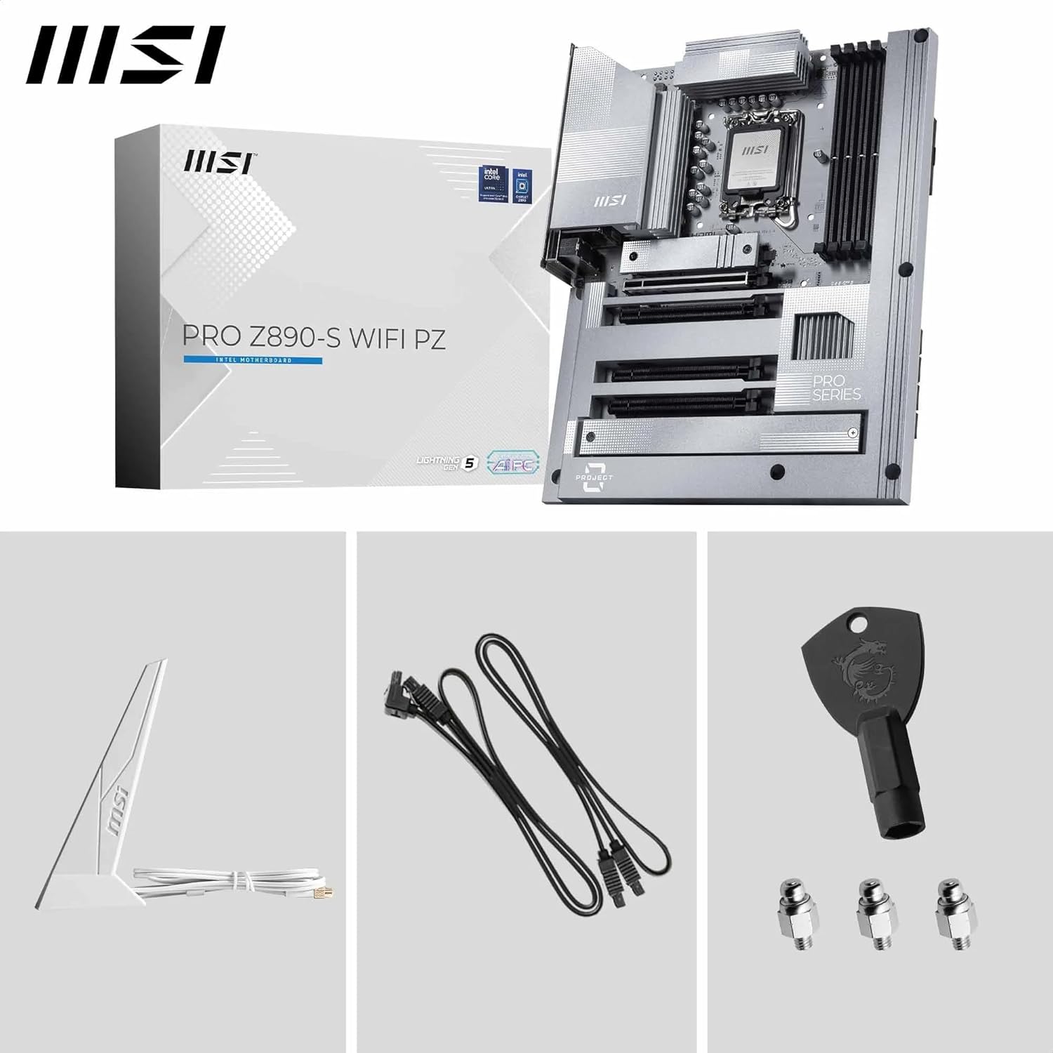 MSI PRO Z890-S WiFi PZ Motherboard, Back-Connect ATX - Supports Intel Core Ultra Processors (Series 2), LGA 1851 - DDR5 Memory Boost (8600+ MT/s OC), PCIe 5.0 x16, M.2 Gen5, Wi-Fi 7, 2.5G LAN