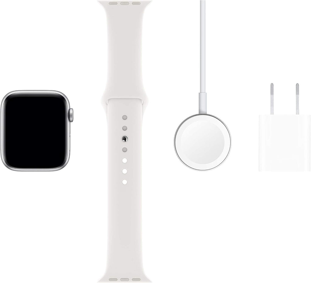 Apple Watch Series 5 (GPS, 40MM) - Silver Aluminum Case with White Sport Band (Renewed)