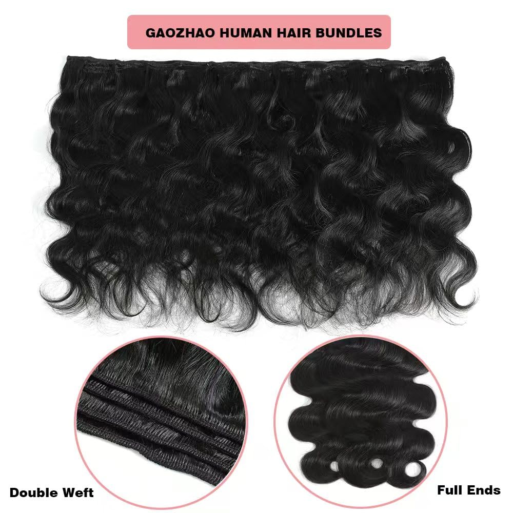 16A Human Hair Bundles 18 20 22 Inch Body Wave Bundles Human Hair 100% Unprocessed Brazilian Virgin Hair 3 Bundles Weave Natural Black for Women
