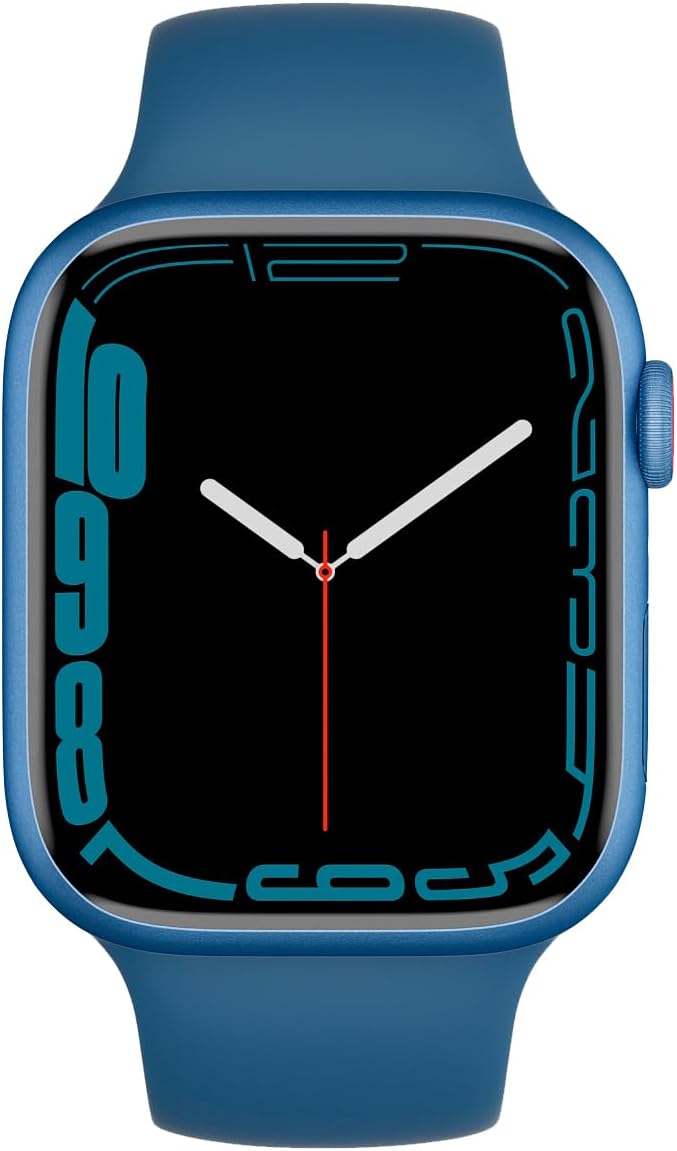 Apple Watch Series 7 (GPS, 45mm) Blue Aluminum Case with Abyss Blue Sport Band, Regular (Renewed)