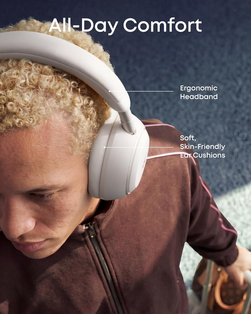 Soundcore Space 2 by Anker, Active Noise Cancelling Headphones with Protective Case, Comfortable Fit, 50H Playtime, LDAC Hi-Res Wireless Audio, Dual Connection, Clear Calls, Bluetooth 6.1, Nap Mode