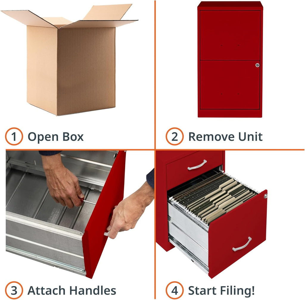 NuSparc 2 Drawer Locking Filing Cabinet | Pre-Assembled Steel Construction | Space-Saving Design is Perfect for Home and Small Office | Letter-Size | Assembled in North America
