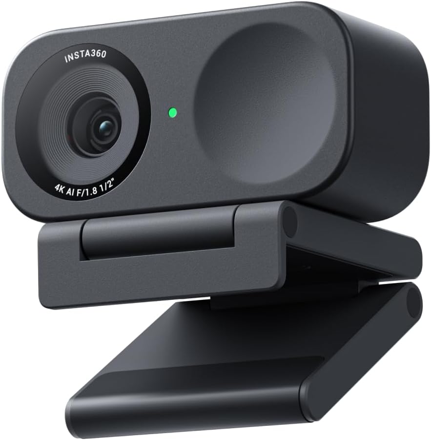 Insta360 Link 2C - 4K Webcam for PC/Mac, Streaming Computer Camera with Auto Framing, 1/2" Sensor, HDR, AI Noise-Canceling Mic, Gesture Control, Webcam for Desktop Video Calls, Zoom, Teams, Twitch