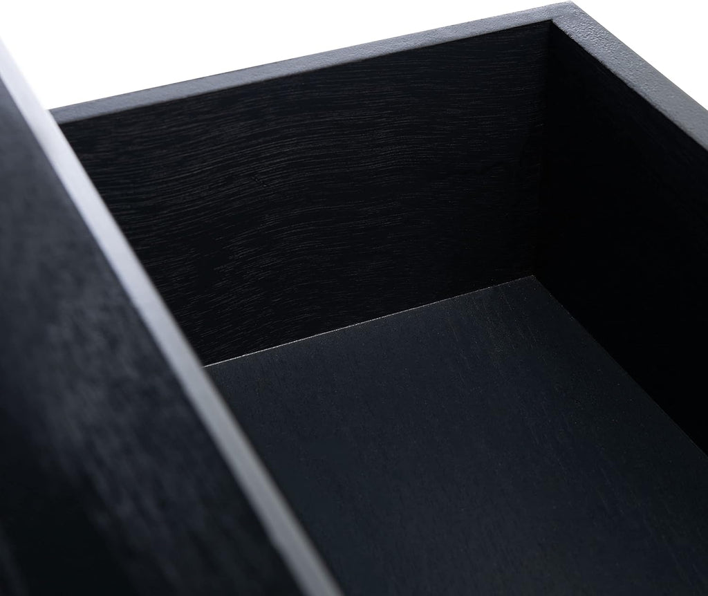 SAFAVIEH Furniture - Athena 2-Drawer Console Table - Black - Solid Wood - Farmhouse Classic Design - Ideal for Entryway, Living Room, Hallway, 35.5" W x 13" D x 29.5" H (CNS5702B)