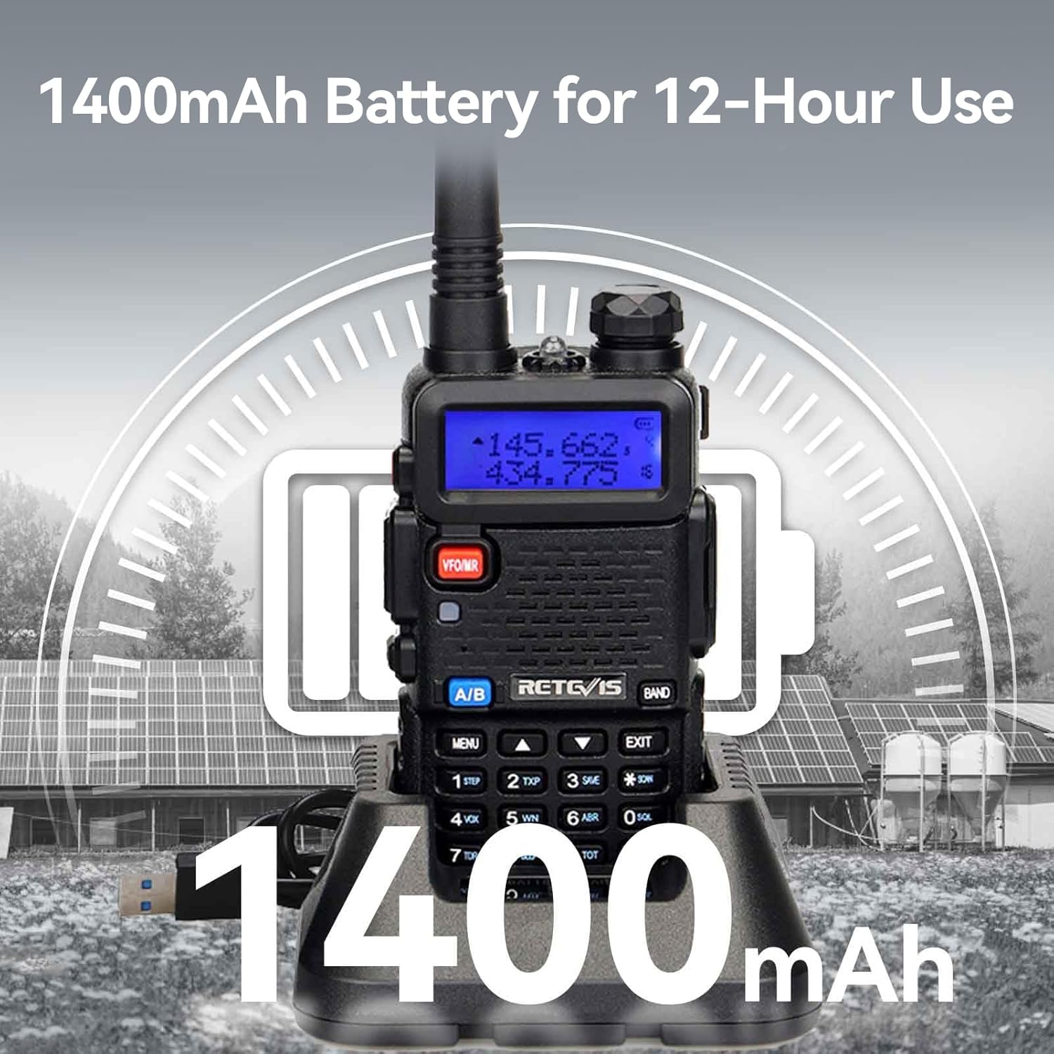 Retevis RT-5R Dual Band Two Way Radio, Walkie Talkie with Earpieces, 128CH,High Power, Emergency Alarm, VOX, 1400mAh Battery, FM, 2 Way Radio Long Range for Aldults School Church Security (6 Pack)