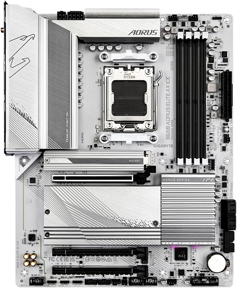 Micro Center AMD Ryzen 7 7700X CPU Processor with GIGABYTE B650 AORUS Elite AX ICE Motherboard (AM5, ATX, DDR5, Triple M.2, USB 3.2 Gen2X2 Type-C, WiFi 6E)