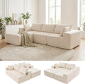 DUMOS 108" Boneless Couch, Cloud Sectional Couch with L-Shape Chaise, Modular Sectional Sofa with Deep Seat, Upholstered Couch for Living Room Bedroom, No Assembly Required, Beige, Left Facing Chaise