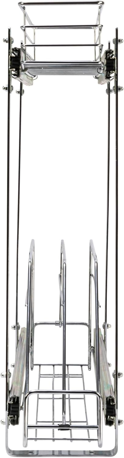 Household Essentials Glidez Multipurpose Chrome-Plated Steel Pull-Out/Slide-Out Storage Organizer for Cookware and Bakeware - 2-Tier Design - Fits Standard Size Cabinet or Shelf, Chrome