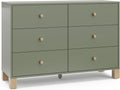 Storkcraft California 6-Drawer Double Dresser (Olive with Driftwood) - GREENGUARD Gold Certified, Interlocking Drawer System, Dresser Drawer Organizer for Kids Bedroom