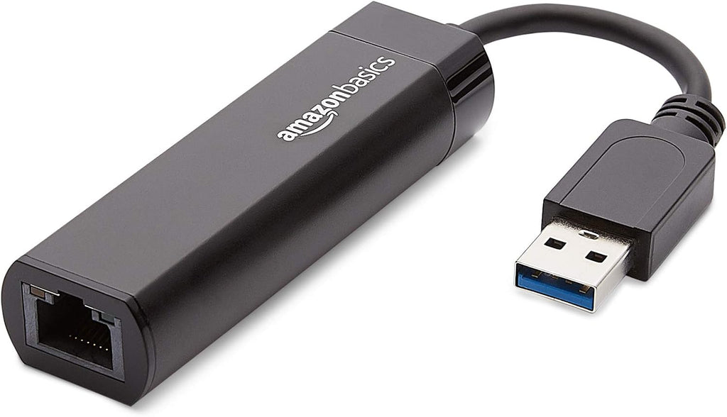 Amazon Basics USB 3.0 to 10/100/1000 Gigabit Ethernet Internet Adapter, Compatible with Windows and macOS, 10-Pack, Black