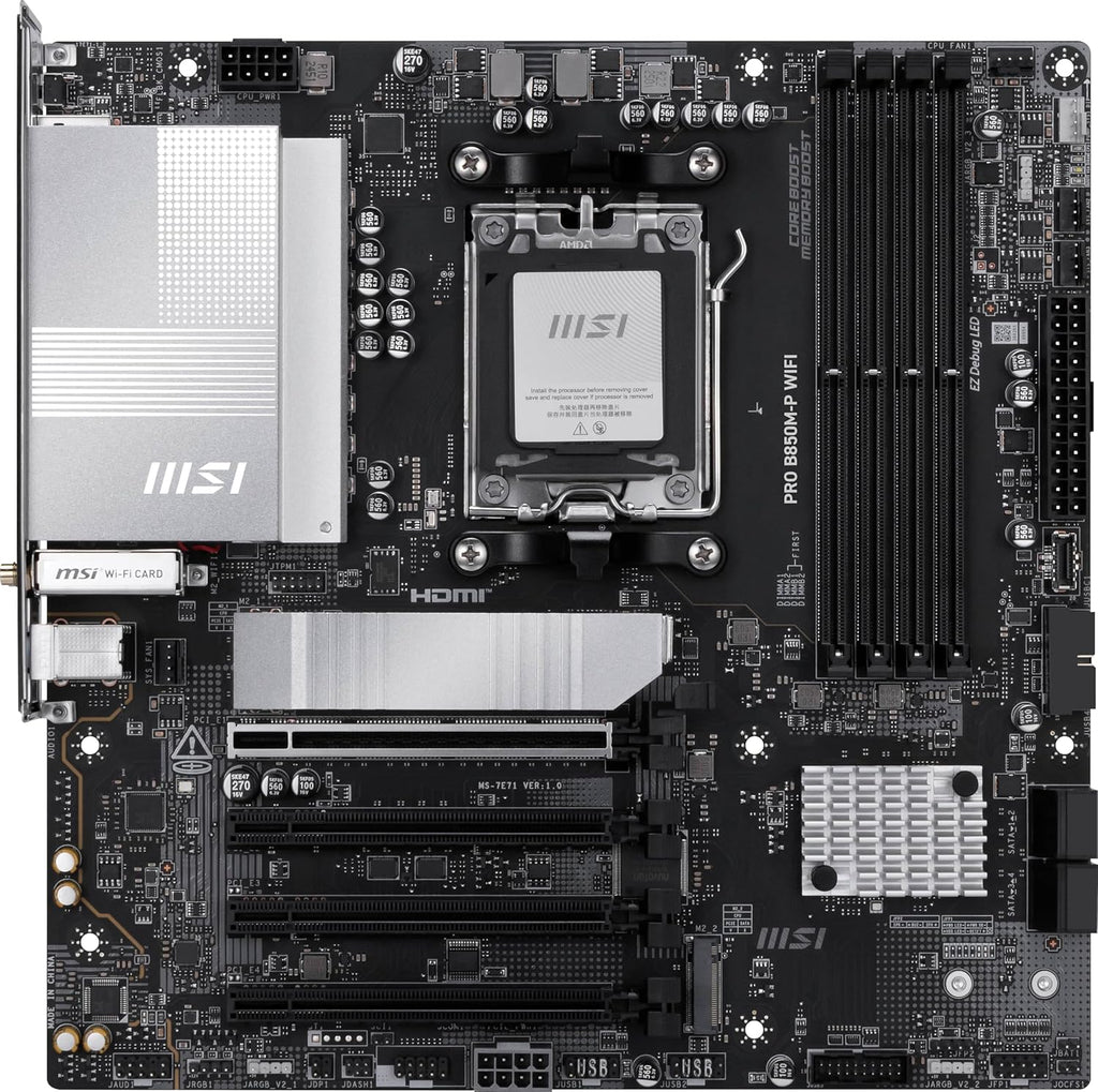 MSI PRO B850M-P WIFI Motherboard,ATX-Supports AMD Ryzen 9000-7000 Processors,AM5-DDR5 Memory Boost (8200+ MT/s OC),PCIe 5.0 x16&4.0x16,M.2 Gen5,Wi-Fi 7,5G LAN+HIGH-SPEED DDR5 RAM 16GB (1x 16GB) Bundle