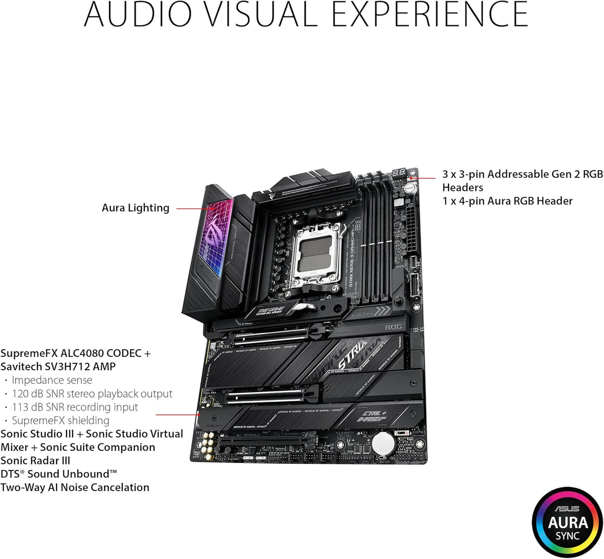ASUS ROG STRIX X670E-E GAMING WIFI AMD X670 AM5 Ryzen™ Desktop 9000 8000 & 7000 ATX motherboard, 18+2 power stages, DDR5, 4x M.2 slots with heatsink, PCIe® 5.0, USB 3.2 Gen 2x2, WiFi 6E, AI Cooling II