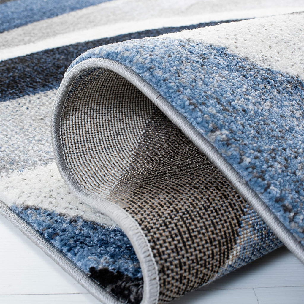SAFAVIEH Area Rug 8x10 - Hollywood Collection - Large - Grey & Blue, Mid-Century Modern Design, Non-Shedding & Easy Cleaning, Ideal for Living Room, Bedroom, Office, Dining Space (HLW766F)
