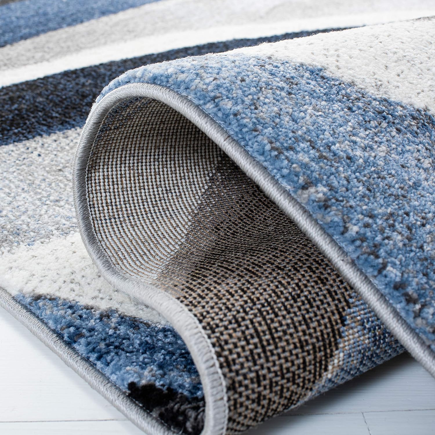 SAFAVIEH Area Rug 8x10 - Hollywood Collection - Large - Grey & Blue, Mid-Century Modern Design, Non-Shedding & Easy Cleaning, Ideal for Living Room, Bedroom, Office, Dining Space (HLW766F)